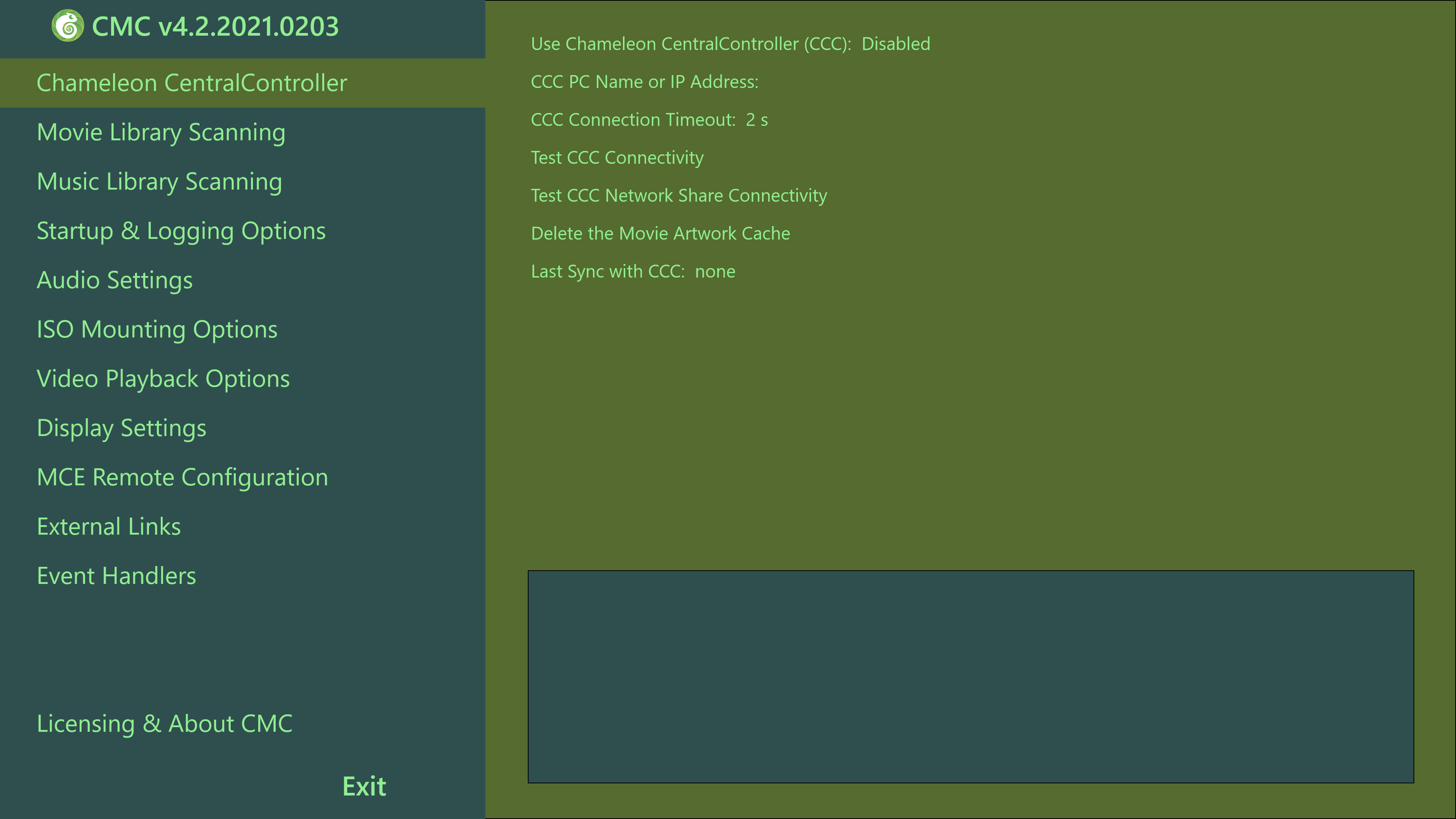 CMC Configuration Screen