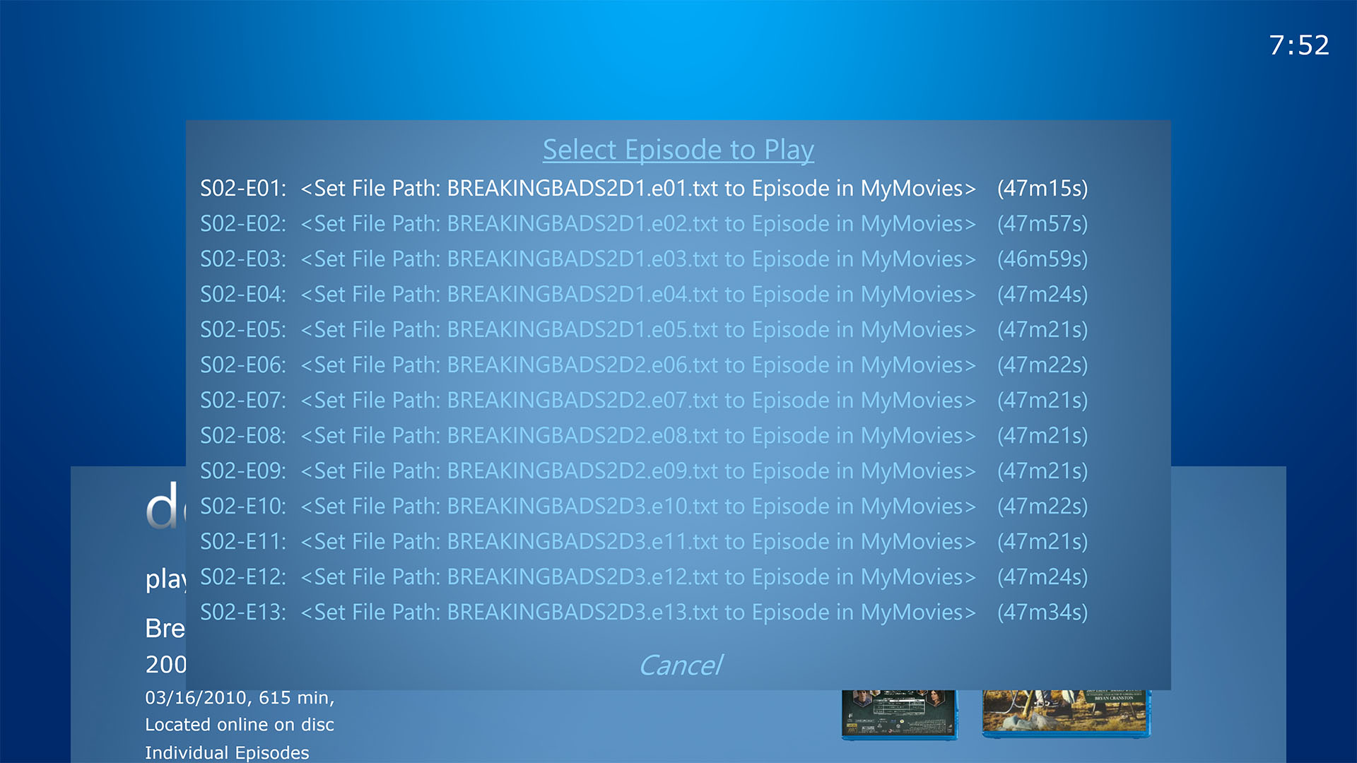 If &quot;e##.txt&quot; text files are created but not assigned in My Movies, you will see additional instructions on the Select Episode panel.