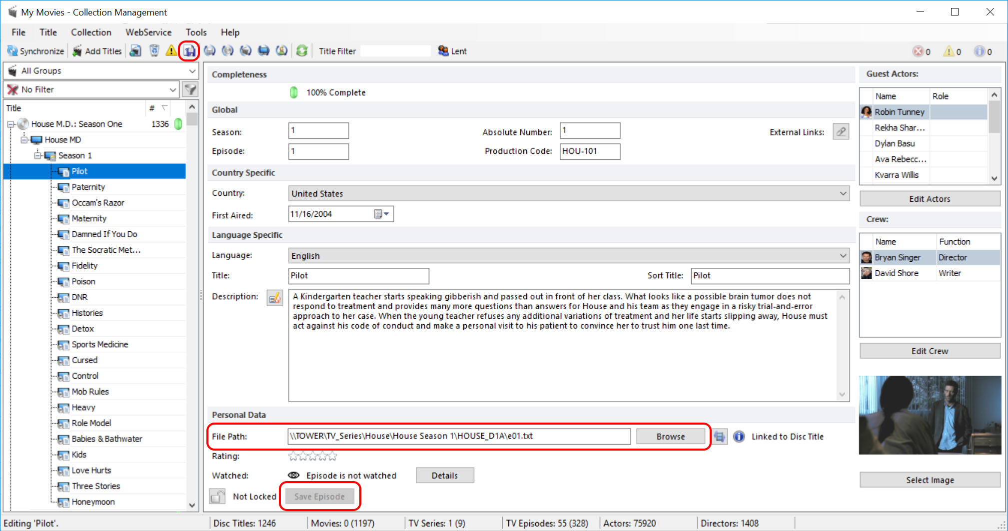 Assign the &quot;e##.txt&quot; files to each Episode in My Movies.  Note:  This one is for a DVD Folder.