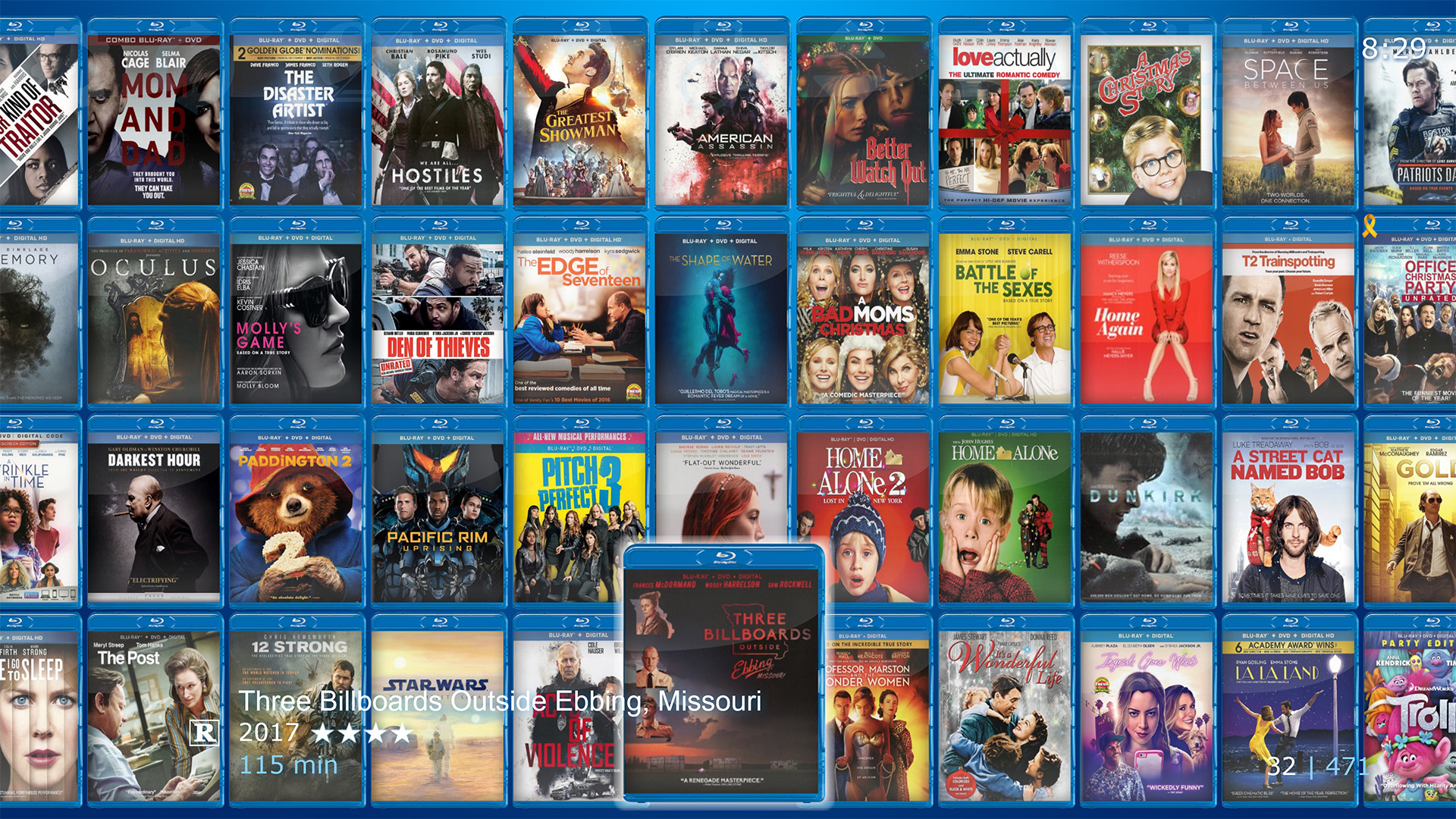 Chameleon MediaCenter Movie Library in 4-Cover Row mode