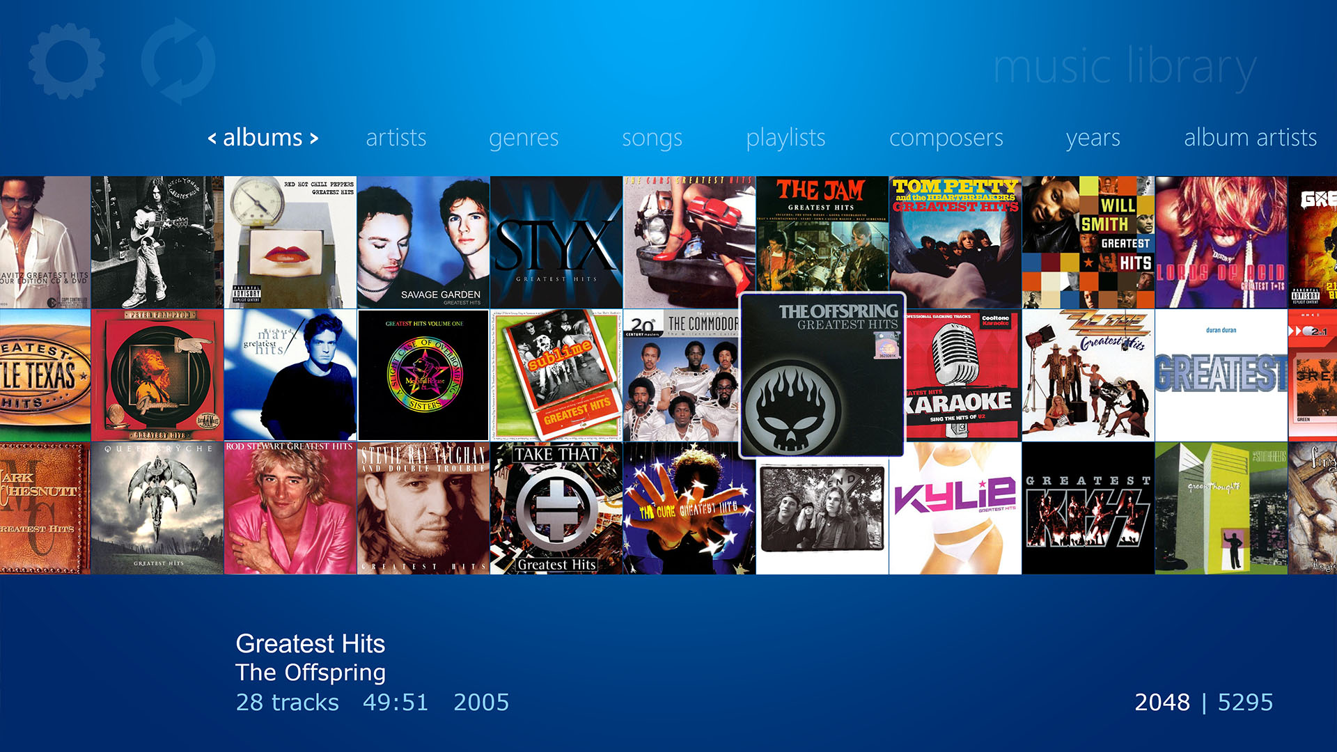 WMC style Music Library displaying all Albums